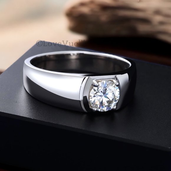 Certified 1ct. t.w. Moissanite Diamond Solitaire Unisex Engagement Ring VVS1 - Picture 4 of 16
